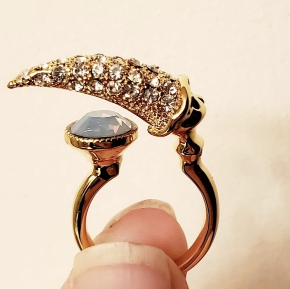 New Faceted Opal and White Topaz Claw & Cross Cuff Ring. - Picture 3 of 12